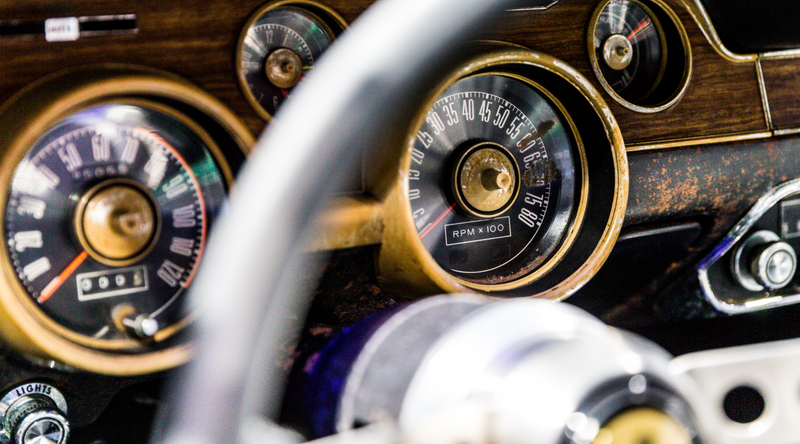 “Was told by the Ford marketing guy that the goop pictured on the tach came from a piece of tape stuck to it. McQueen was beating on the engine hard, and the mechanics worried he’d lunch the engine, so they taped the tach with the RPM and redline he needed to abide by.” - Kurt Bradley